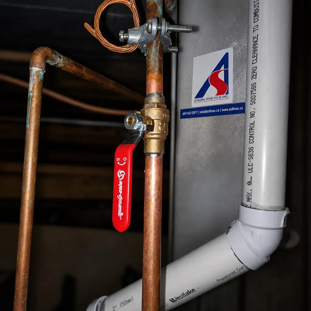Technician inspecting a furnace during a maintenance visit